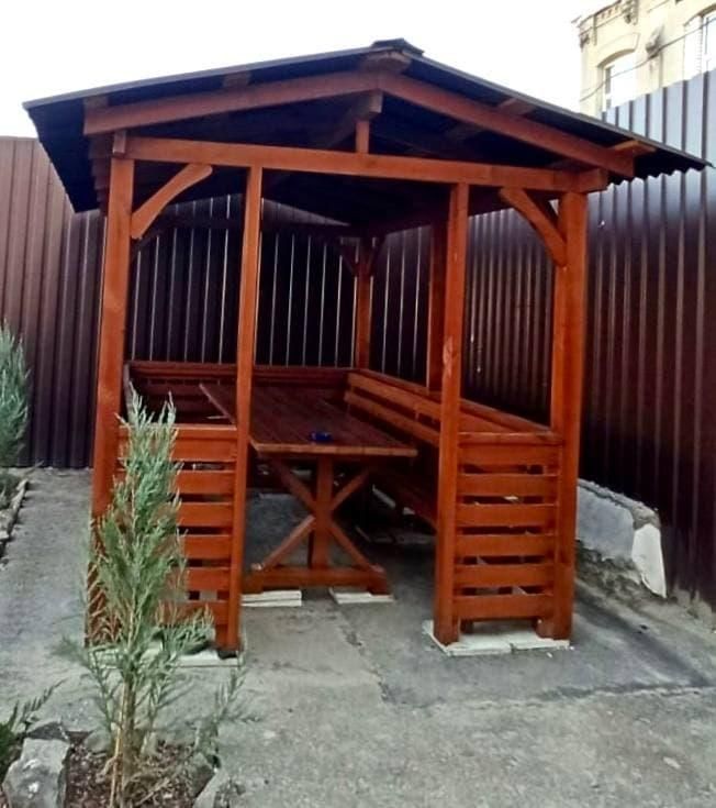 Открытая летняя беседка из дерева на участке, разборные 2х3 м, (на 10-12 человек) "Пегас" Б14-ПК фото