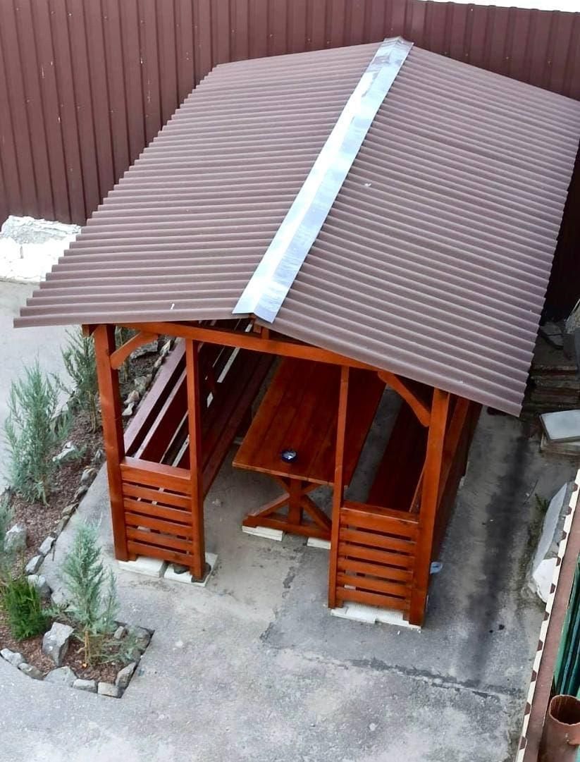Открытая летняя беседка из дерева на участке, разборные 2х3 м, (на 10-12 человек) "Пегас" Б14-ПК фото