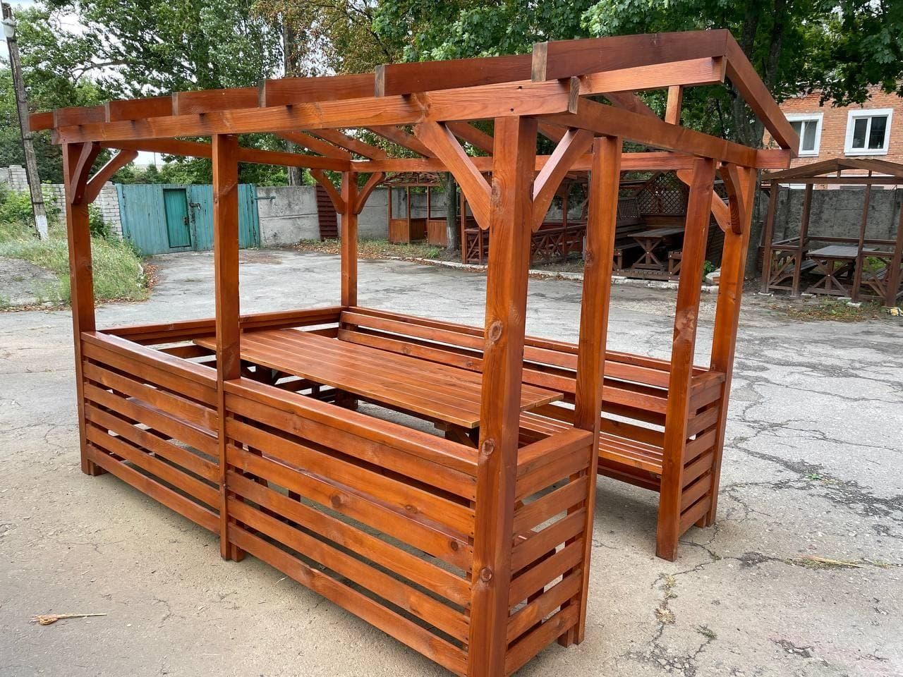 Беседки деревянные дачные садовые разборные , (на 10-12 человек) "Пегас" Б14-П фото