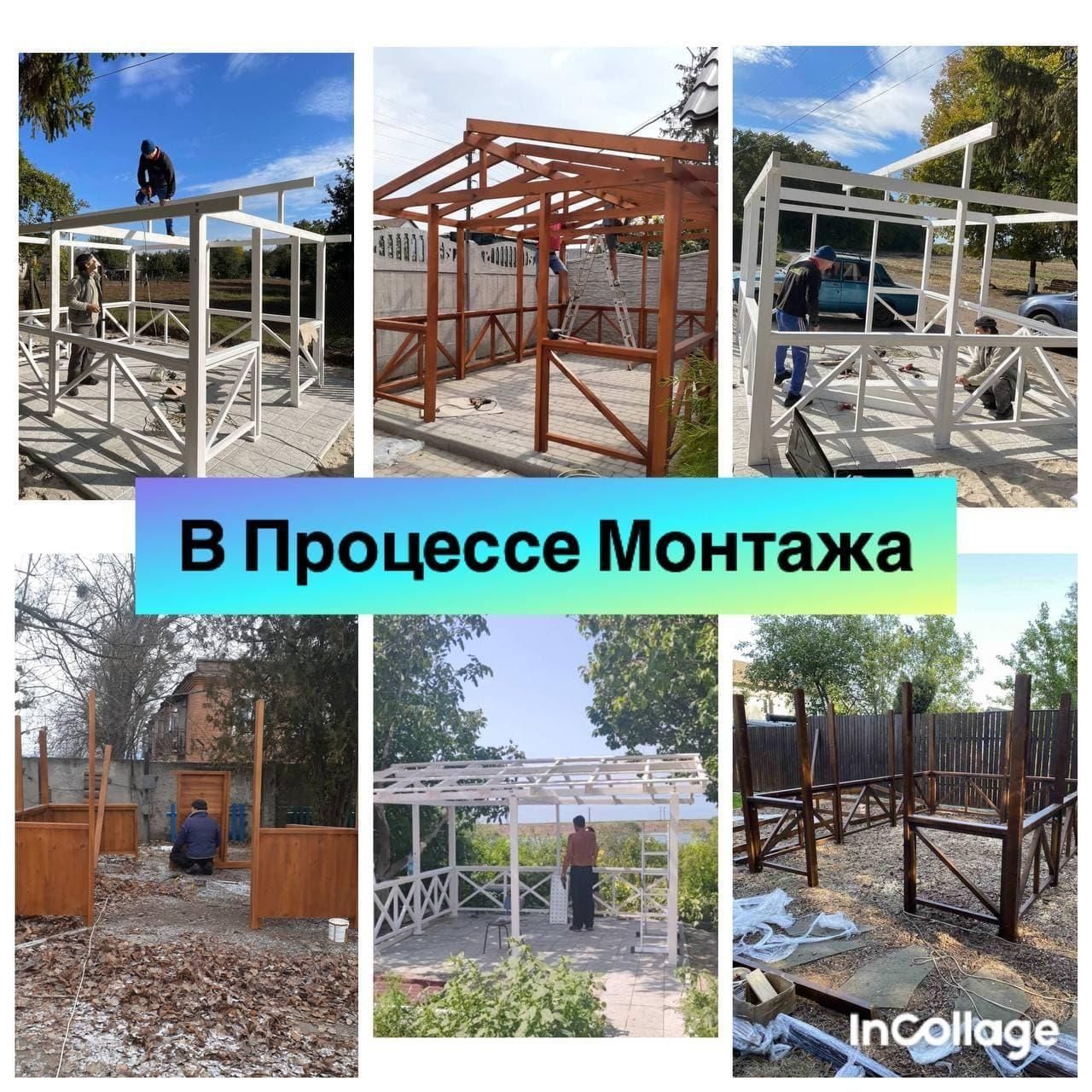 Каркасні готові квадратні альтанки з дерева | Відкрита розбірна літня альтанка 3 на 4 м "Дельта" Б17-ПКБ2 фото