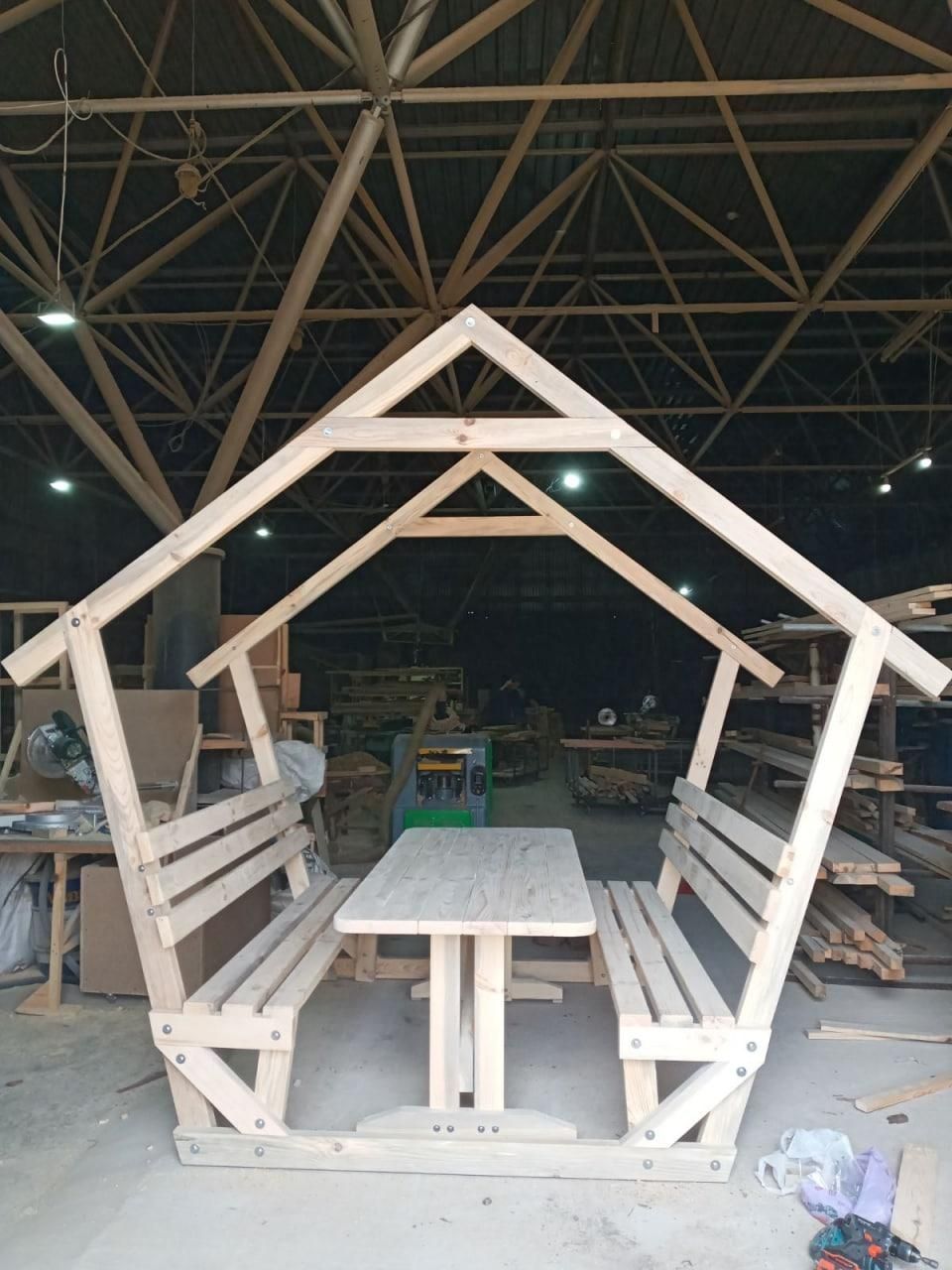 Беседки деревянные дачные садовые разборные, (на 8 человек) "Релакс" - без кровли Б2-П фото