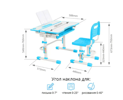 Комплект дитячих меблів Cubby Botero Blue парта та стілець-трансформери 221957 фото