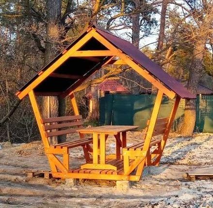 Альтанка дерев'яна з бруса, розбірна (на 8 людей) "Дачна" Б4-ПК фото