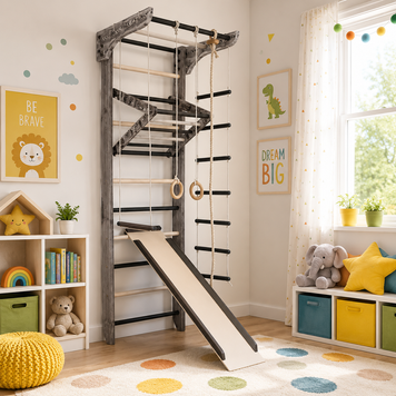 Комплекс шведська стінка для тренувань вдома | SportBaby "Kinder Loft & White 3-240" kinder-lw-3-240x25 фото