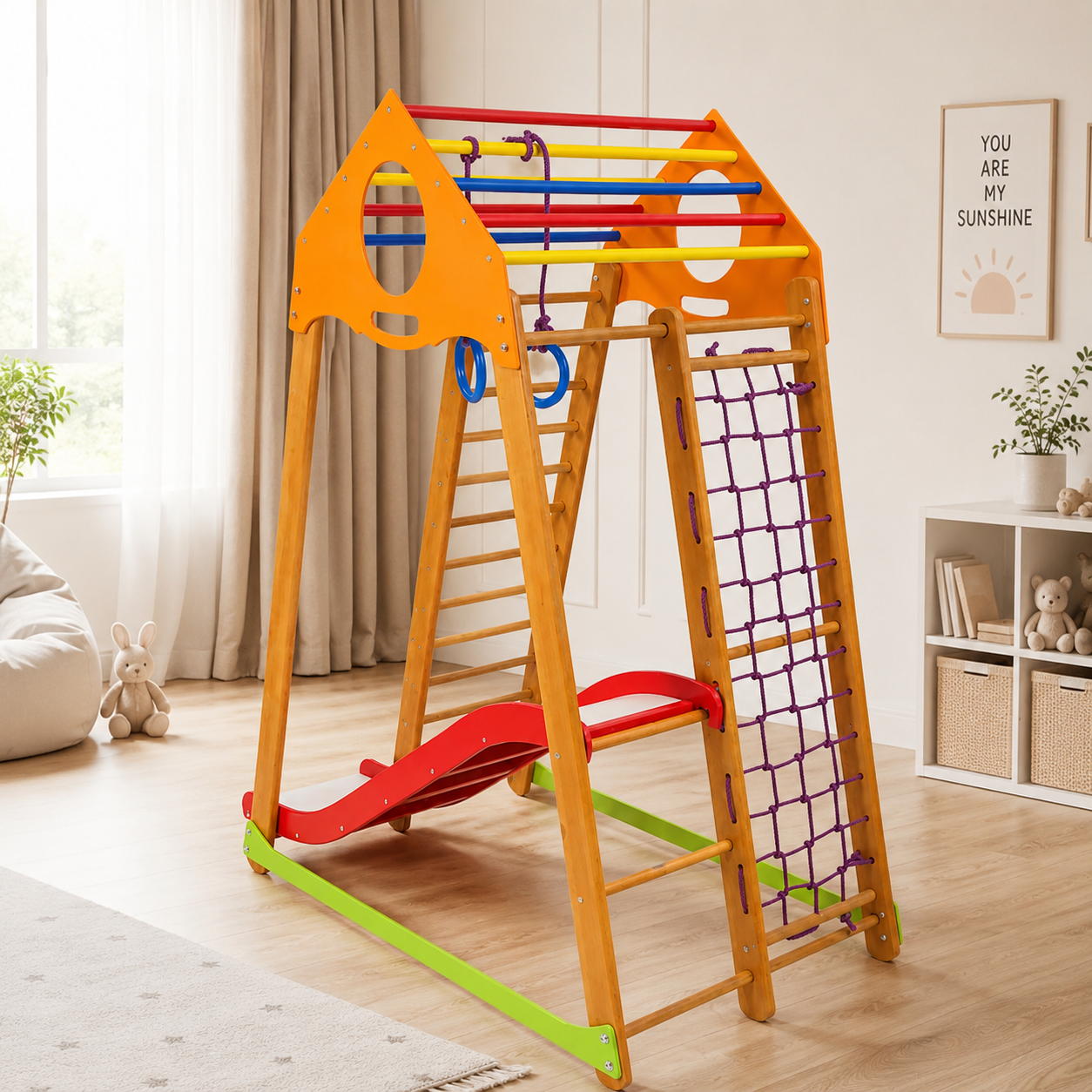 Дитячий спортивний комплекс із гіркою та кільцями BambinoWood Plus 1 bambinowd-plus-1 фото