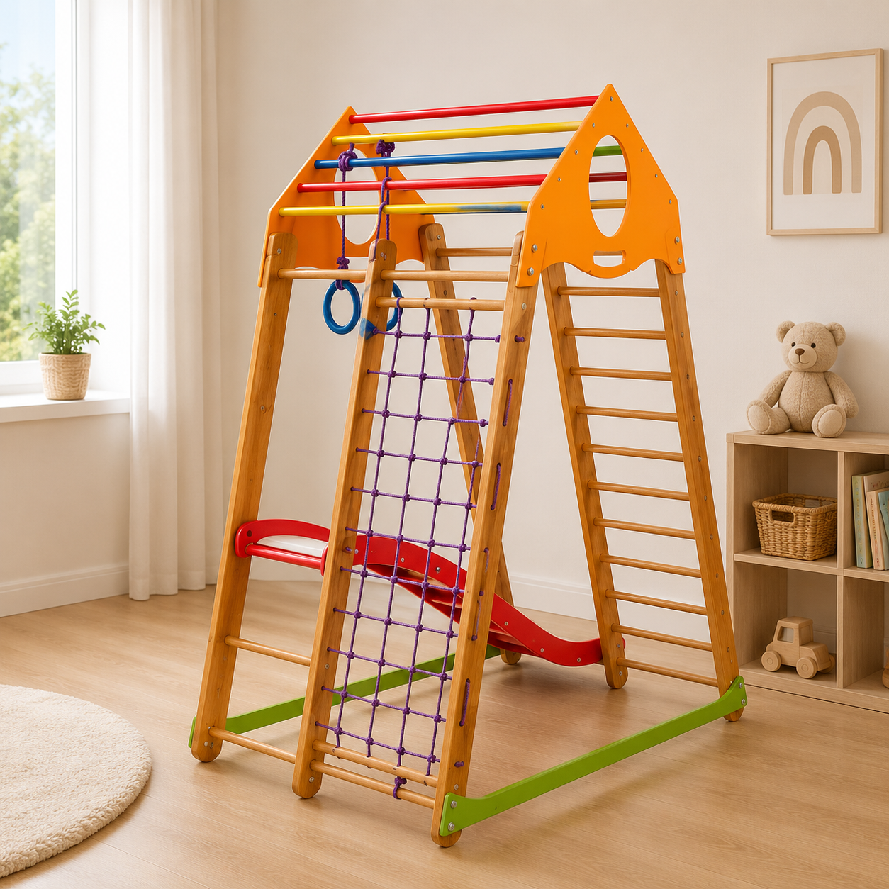 Дитячий спортивний комплекс із гіркою та кільцями BambinoWood Plus 1 bambinowd-plus-1 фото
