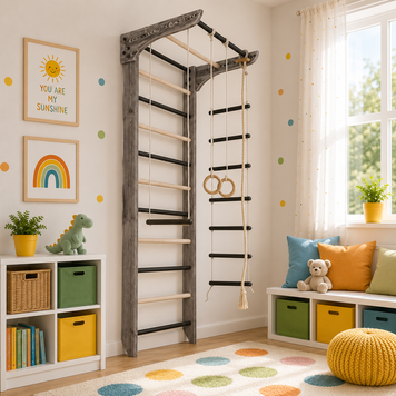 Дерев'яна шведська стінка із бука | SportBaby "Kinder Loft & White 2-220" kinder-lw-2-220x25 фото