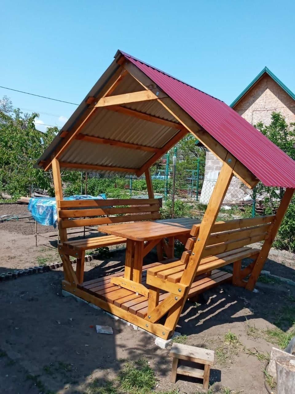 Каркасные квадратные открытые беседки из дерева, разборная (на 8 людей) "Релакс" Б2-ПКО фото