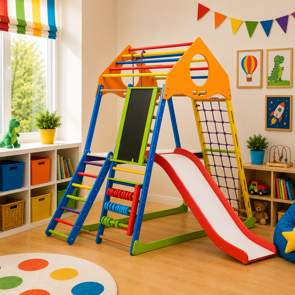 Спортивный уголок | Детский спортивный комплекс пирамида KindWood Color Plus 3 kindwood-color-plus-3 фото