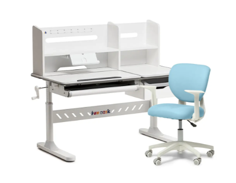 Комплект для подростка парта Fundesk Fiore II Grey + вращающееся кресло Fundesk Buono Grey 25086777 фото