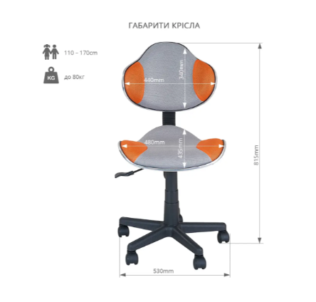 Парта-трансформер Fundesk Fiore II Grey + детский стул FunDesk LST3 Orange 25088671 фото
