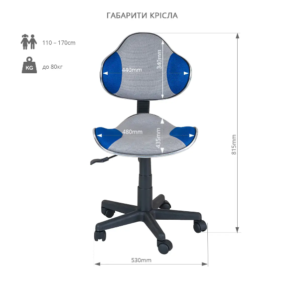 Детский стул для школьника | FunDesk LST3 Blue-Grey 221586 фото